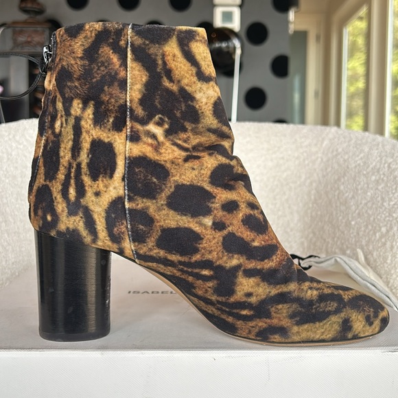 Isabel Marant Leopard Print Velvet Ankle Boots SZ 8 - Picture 7 of 13